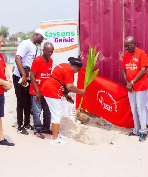 Kwaaba Foundation together with Kaysens Group tree planting at Laboma Beach, Accra.